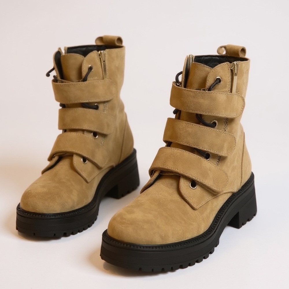 Free People Tan Lace-Up Boots - Picture 3 of 6
